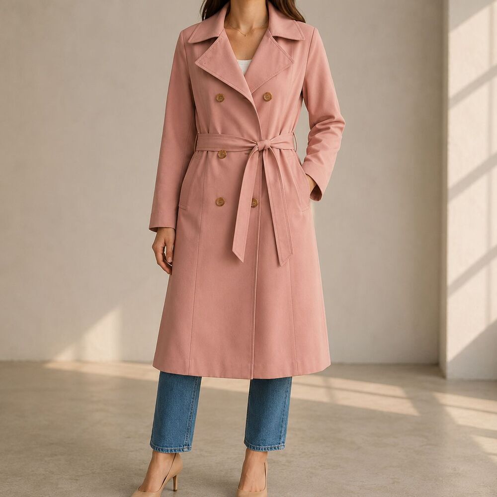 Vintage AstorOne Mauve Trench Coat Womens Size 16 Belted Lined